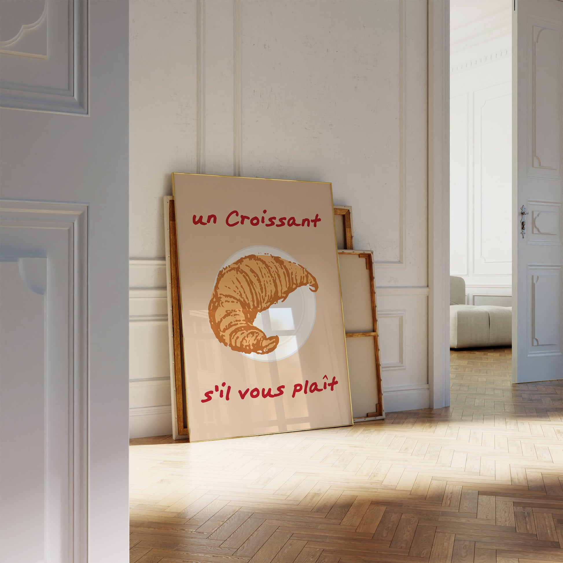 Vintage-style croissant poster with French typography.