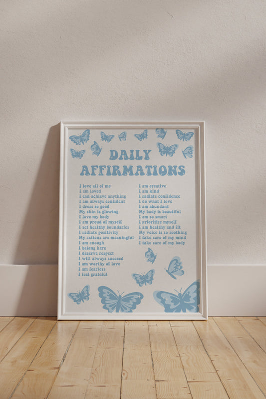 Daily Affirmations Blue Wall Art