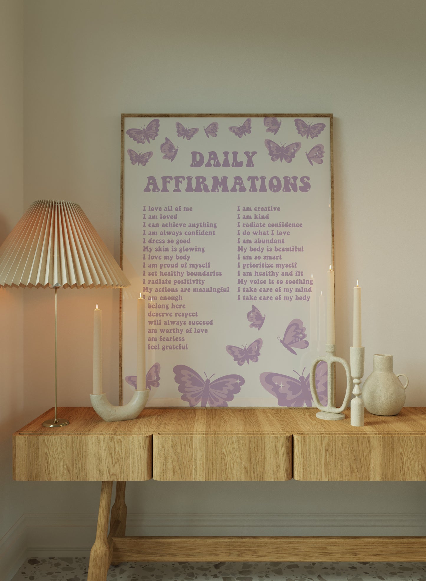 Daily Affirmations Purple Wall Art