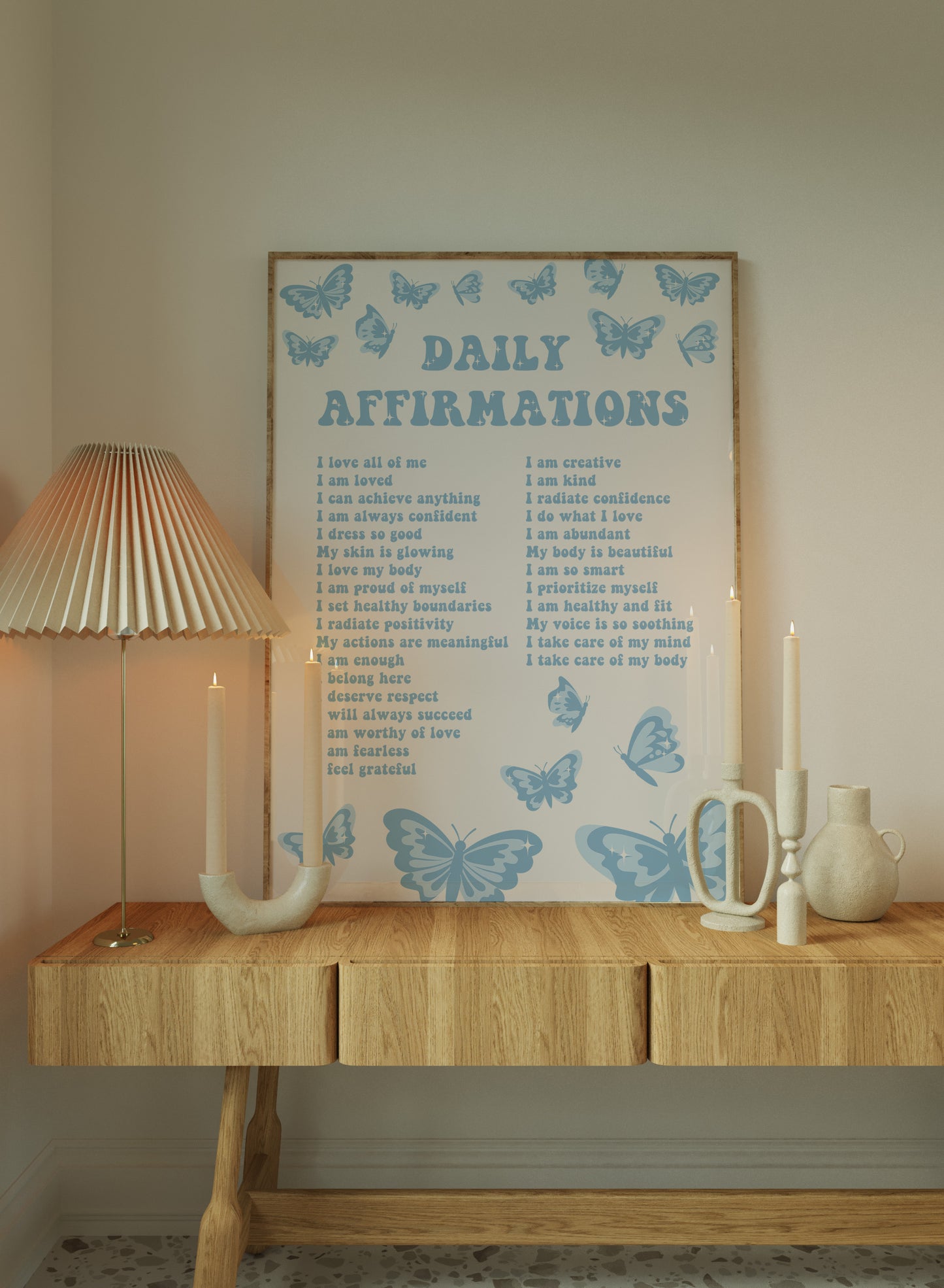 Daily Affirmations Blue Wall Art