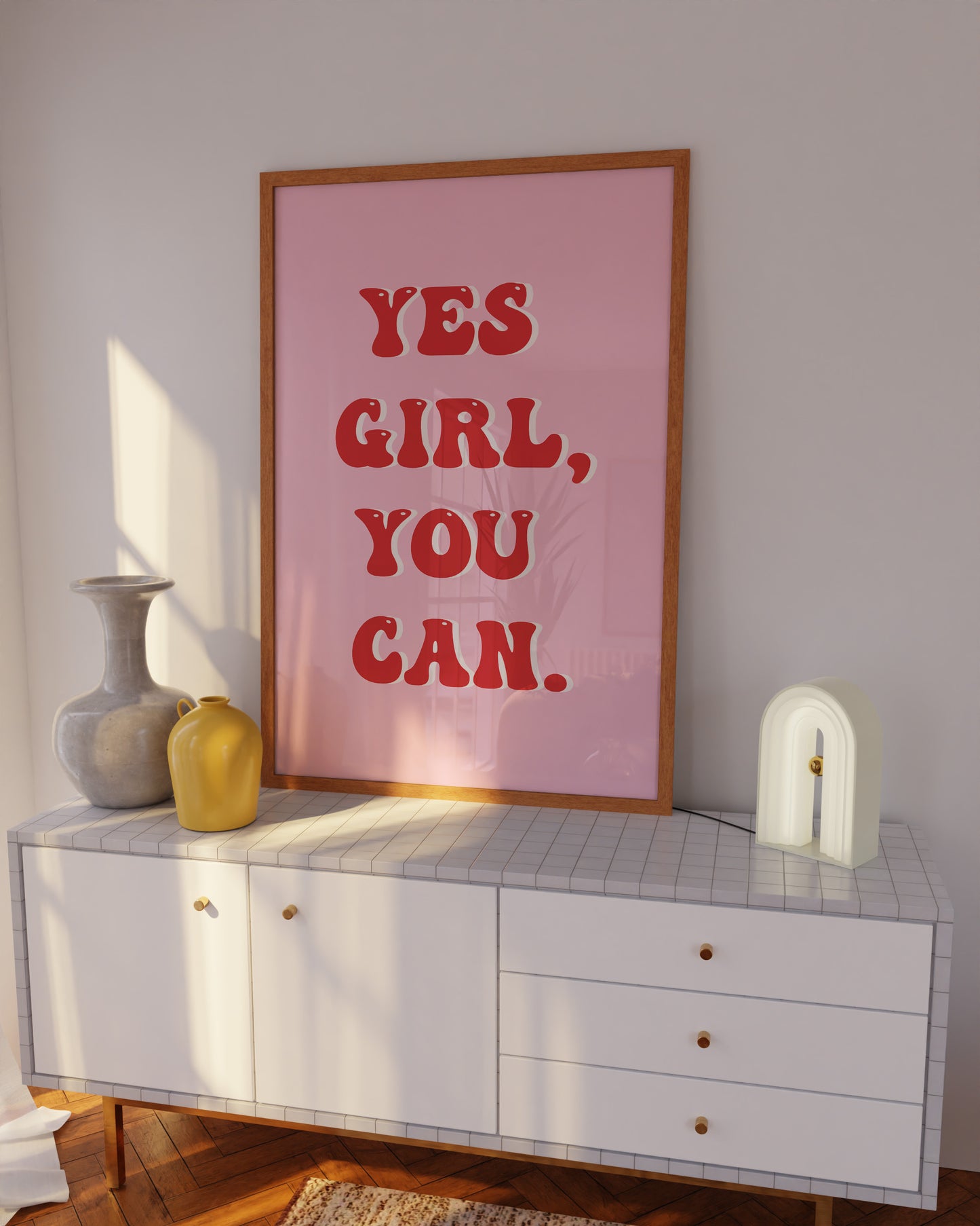 Yes Girl You Can Pink And Red Wall Art
