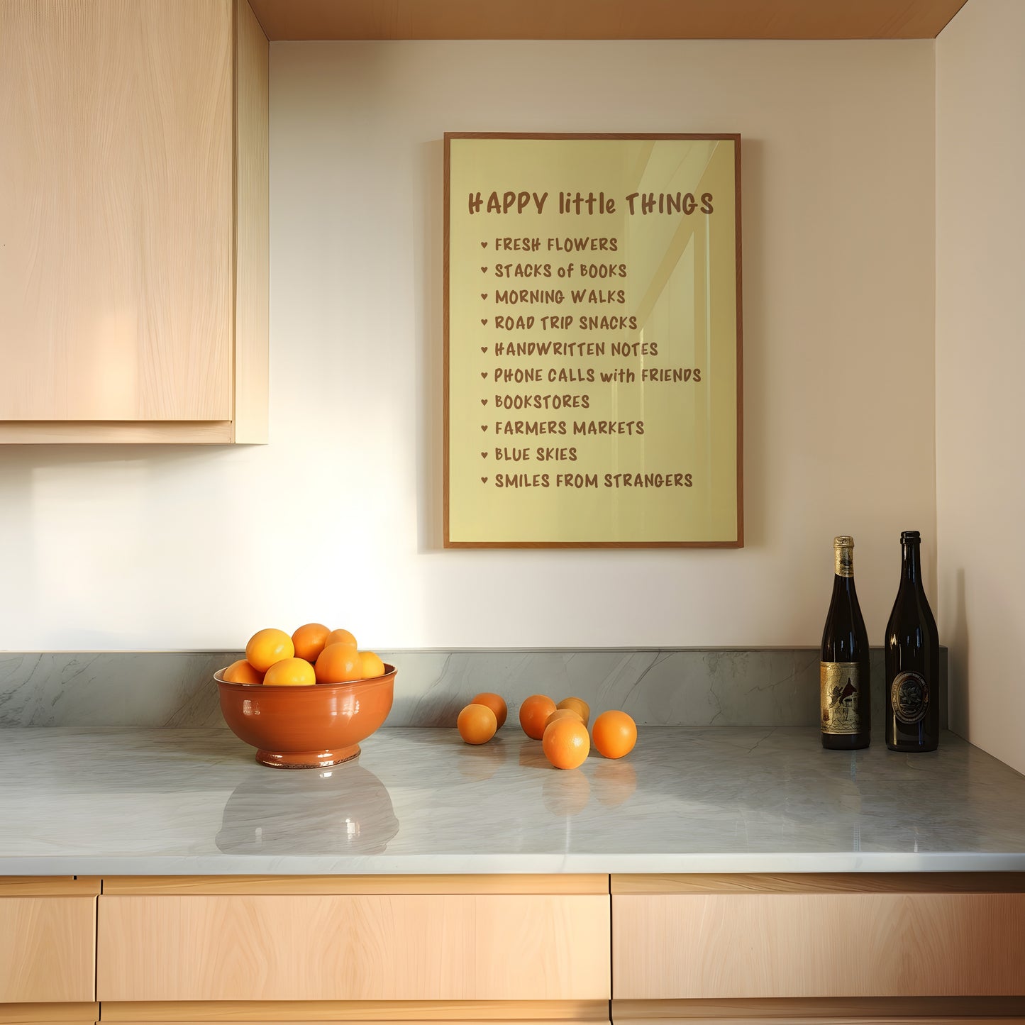 Happy Little Things Butter Yellow Wall Art