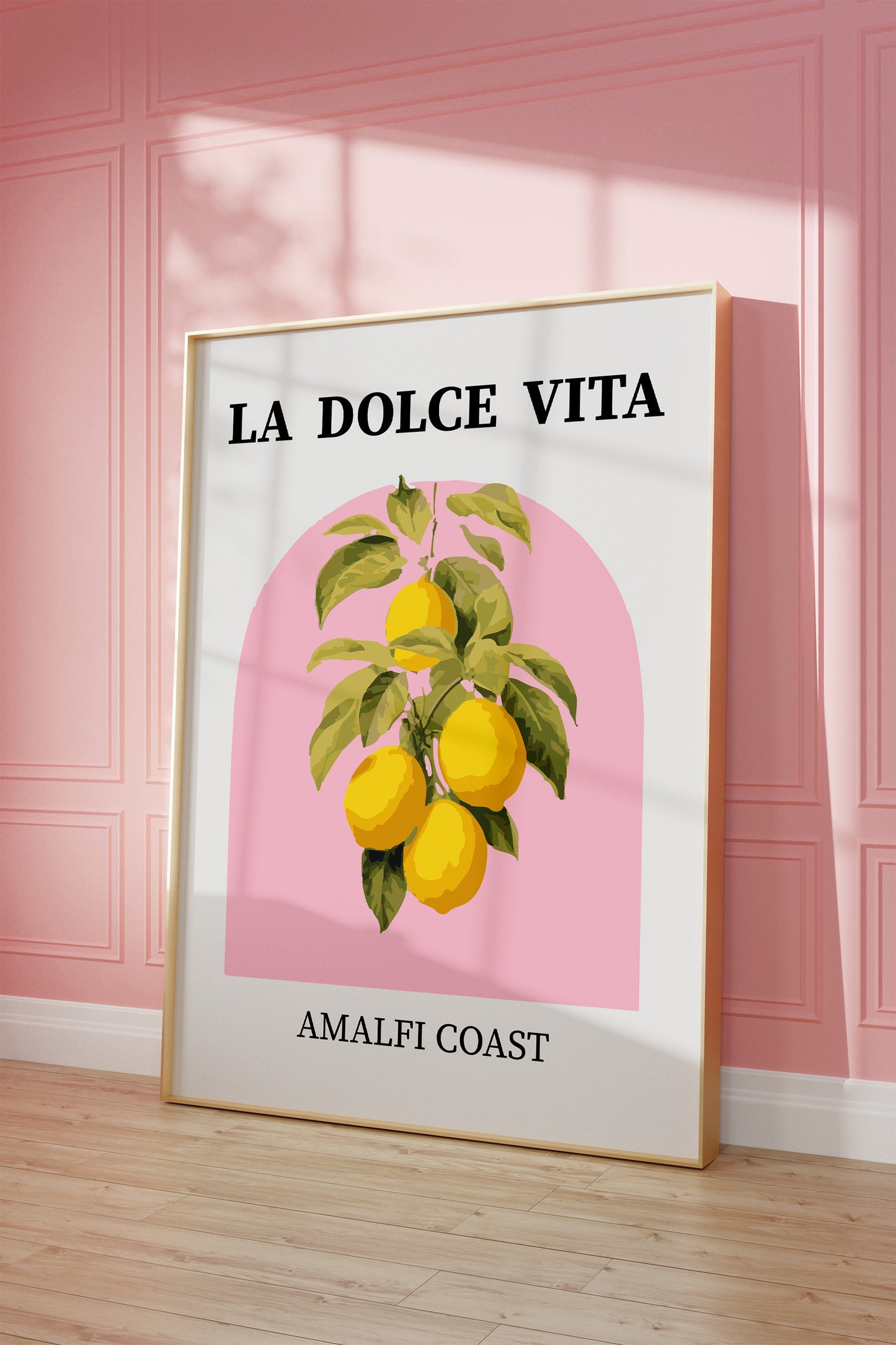 Digital Amalfi Coast wall art featuring lemons