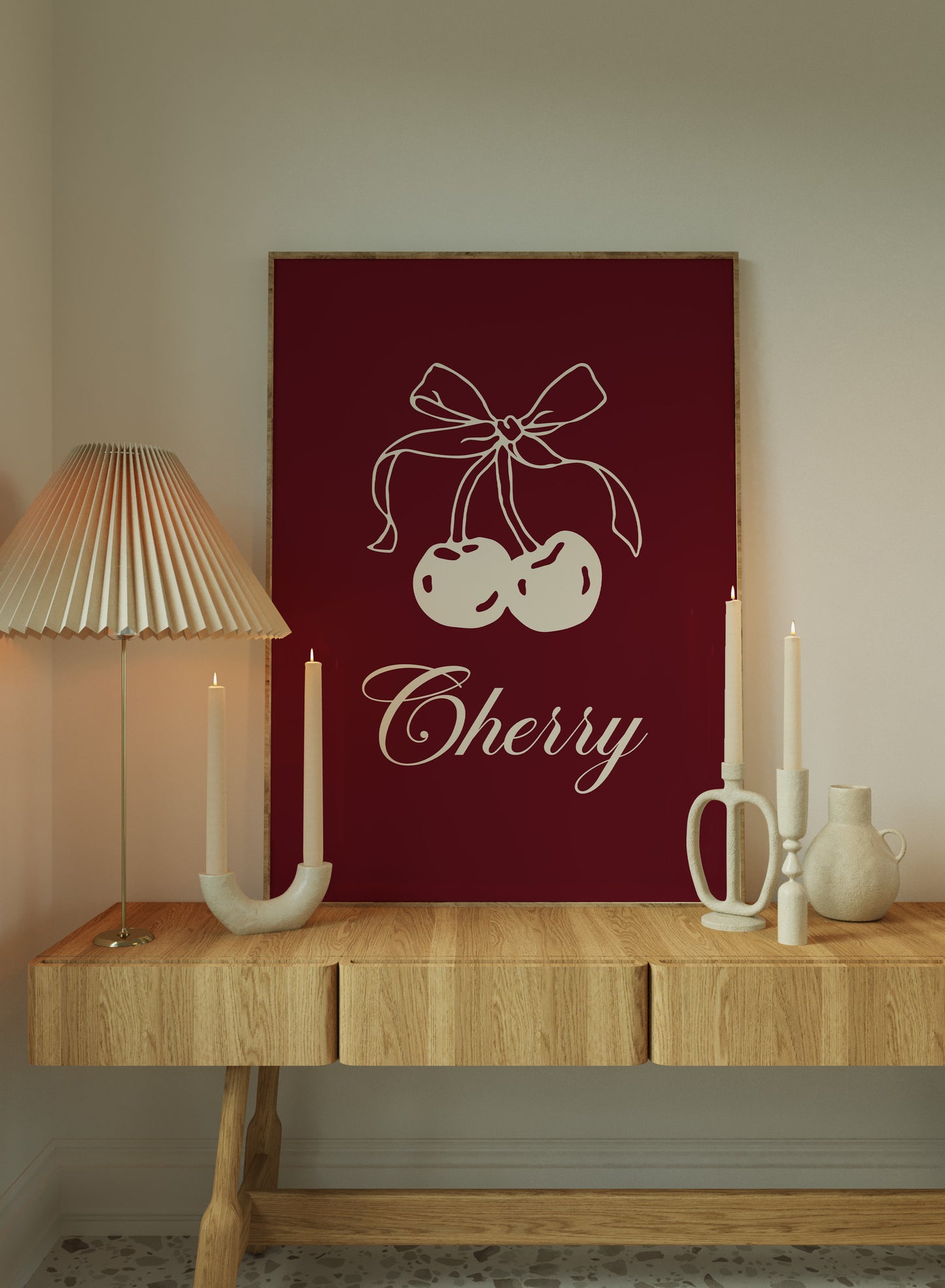 Burgundy cherry aesthetic digital art – instant download for trendy home decor.