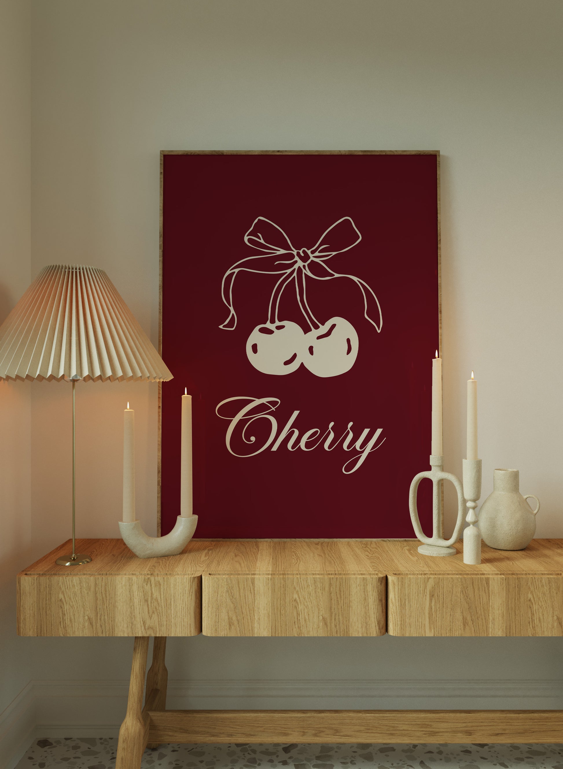 Burgundy cherry aesthetic digital art – instant download for trendy home decor.