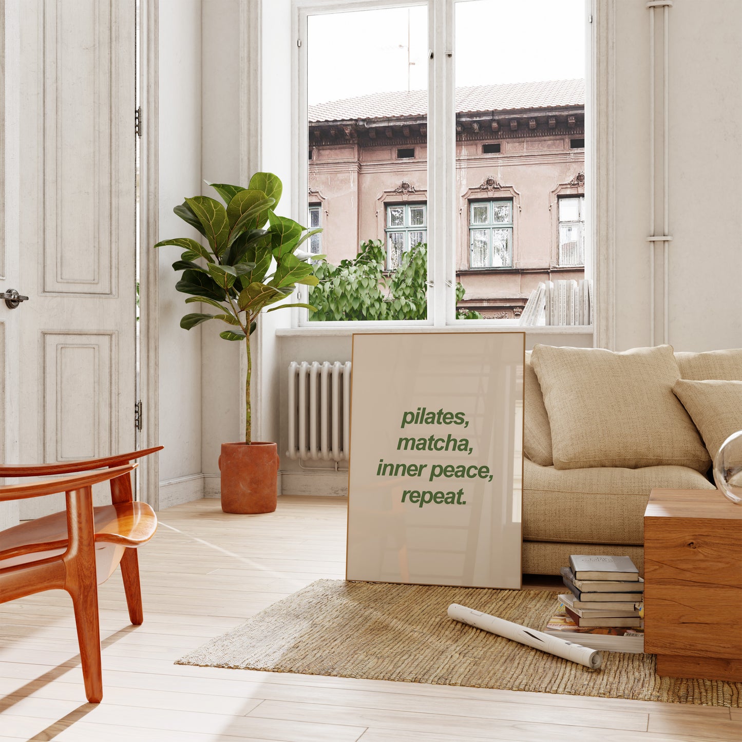 Pilates, Matcha, Inner Peace, Repeat Wall Art