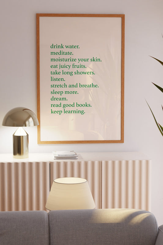 Self Care Wall Art Girl Bedroom Decor Green Accent Wellness Space Modern Typography Design Digital Download Print Collection Inspirational Quote Art Home Office Decoration Beautiful Aesthetic Room Style Teen Girl Bedroom Essential