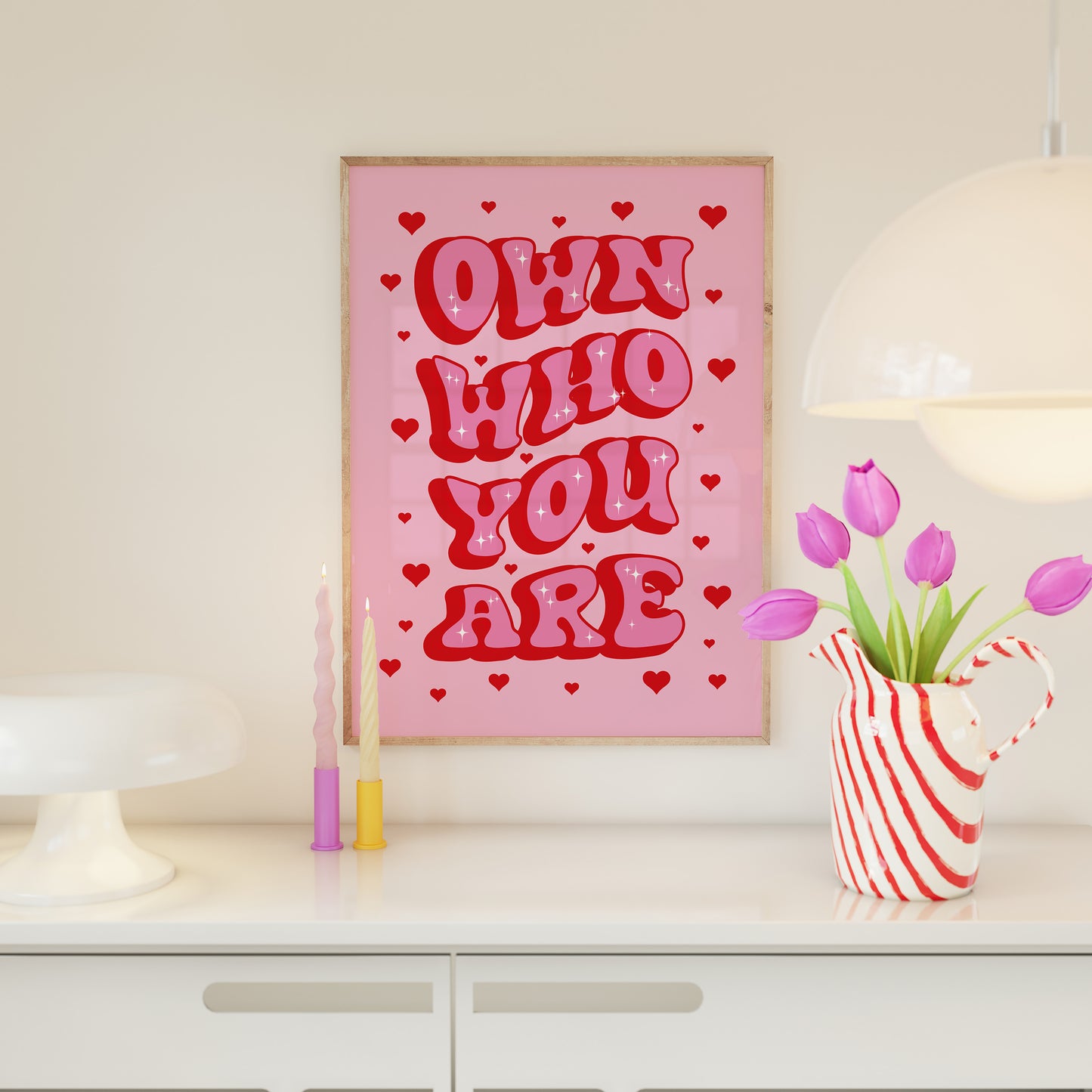 Own Who You Are Pink And Red Wall Art