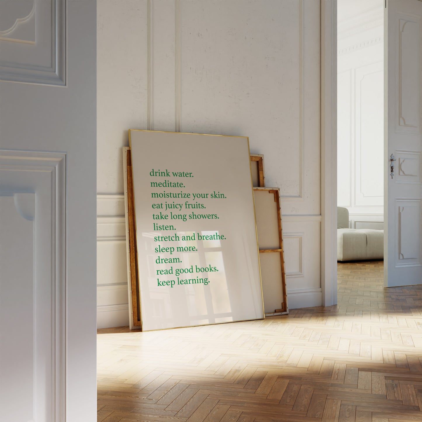 Modern Girl Room Decor Green Beige Wall Art Self Care Quote Collection Wellness Space Design Digital Download Print Set Beautiful Bedroom Decoration Inspirational Message Art Home Office Accent Teen Room Essential Positive Mindset