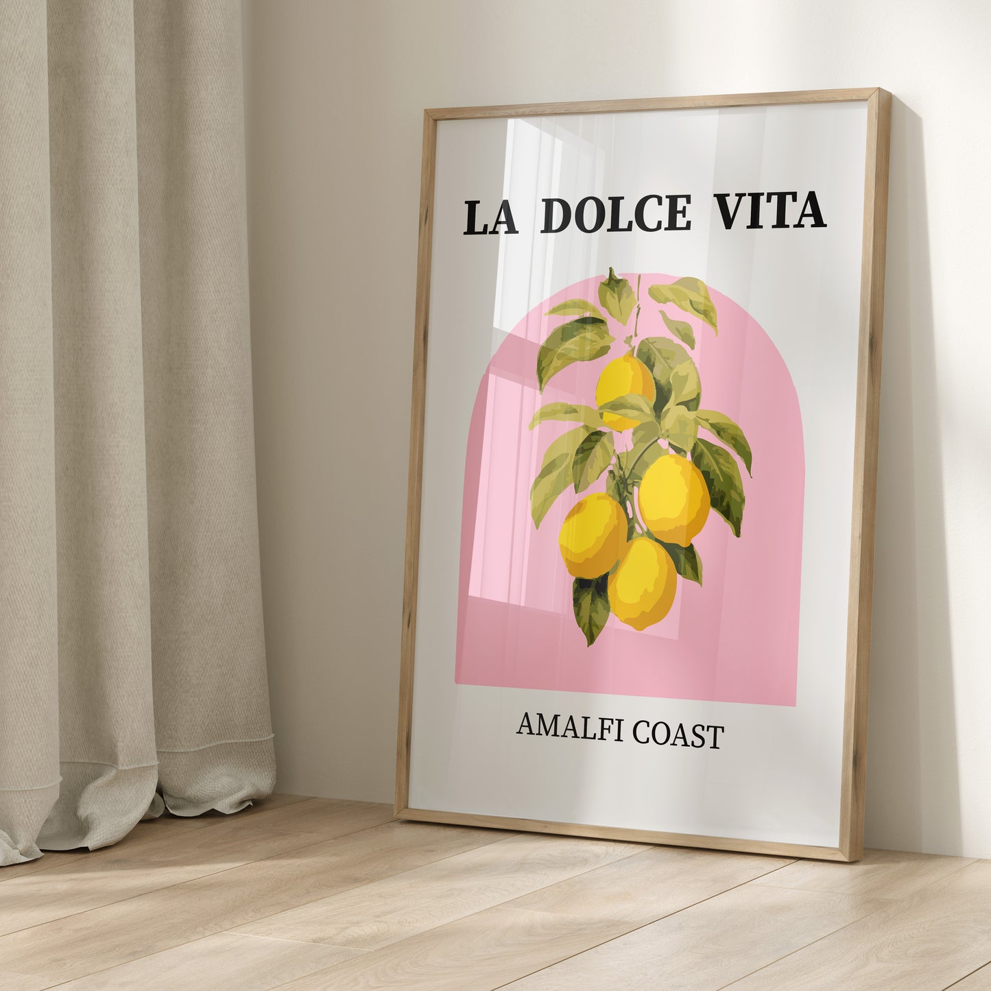 Pink and yellow modern kitchen print
