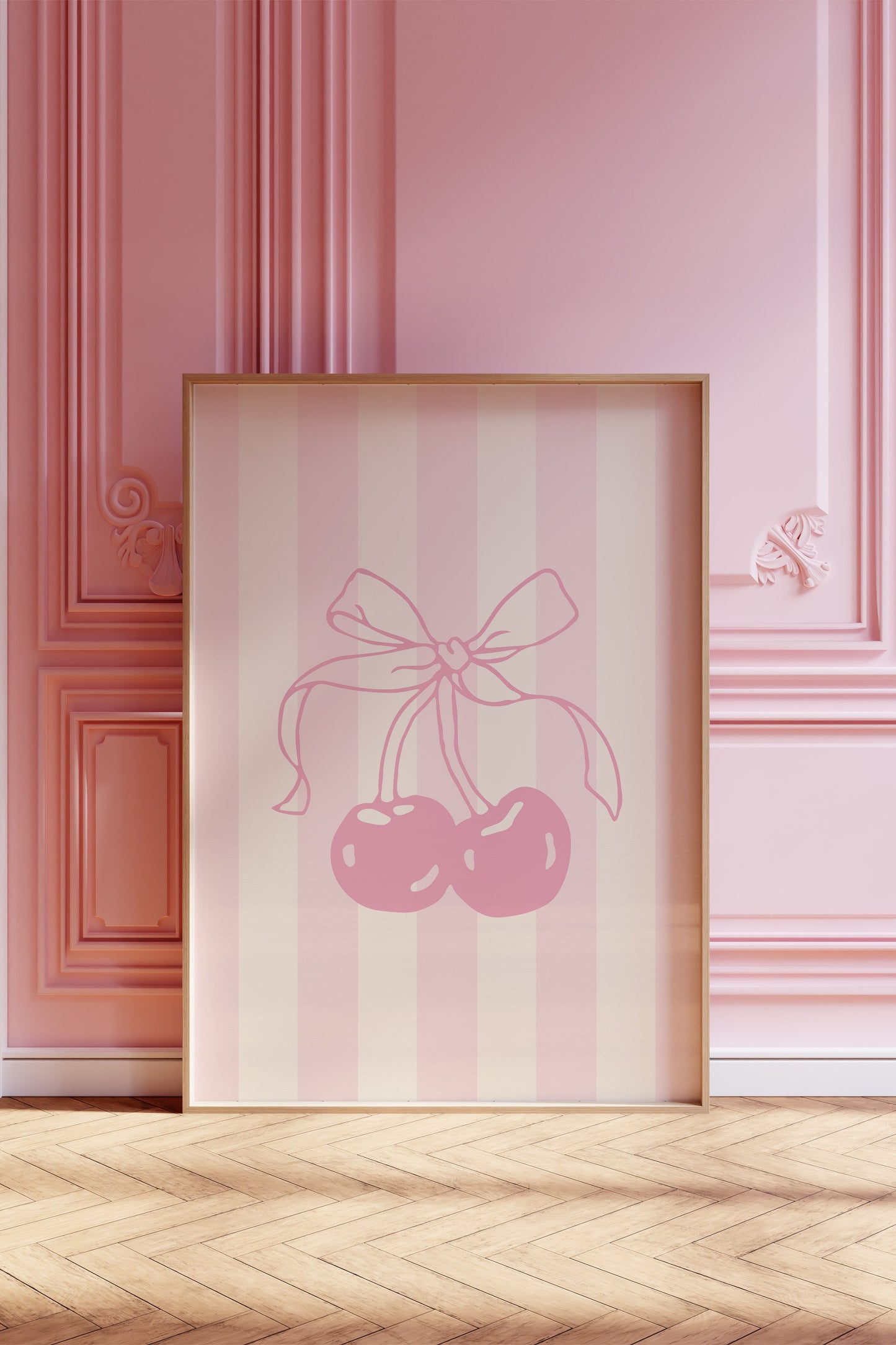 Pastel cherry wall art digital print for baby girl nursery décor.