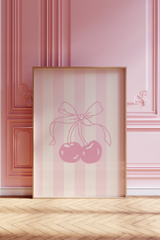 Pastel cherry wall art digital print for baby girl nursery décor.