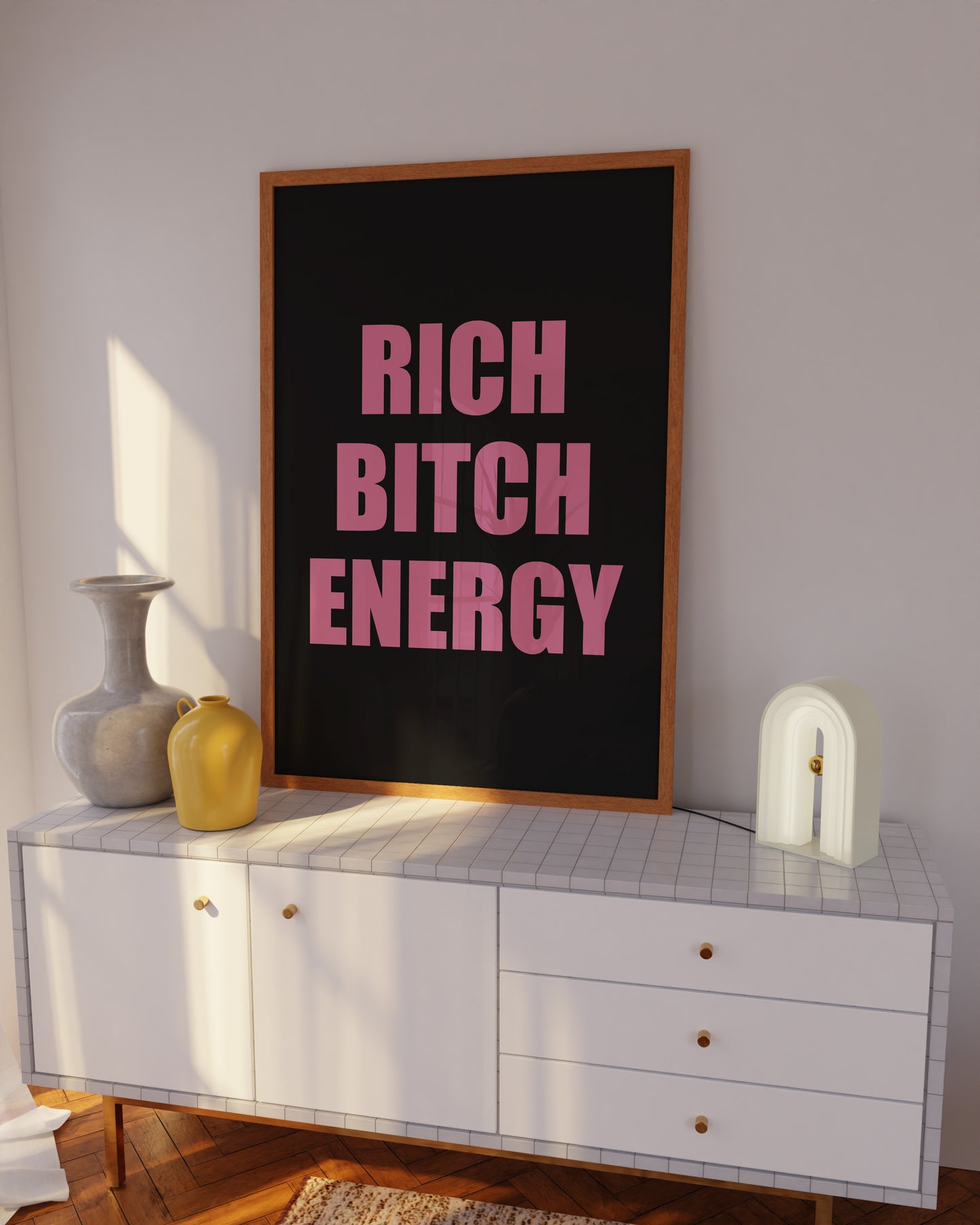 Rich B*tch Energy Pink And Black Wall Art