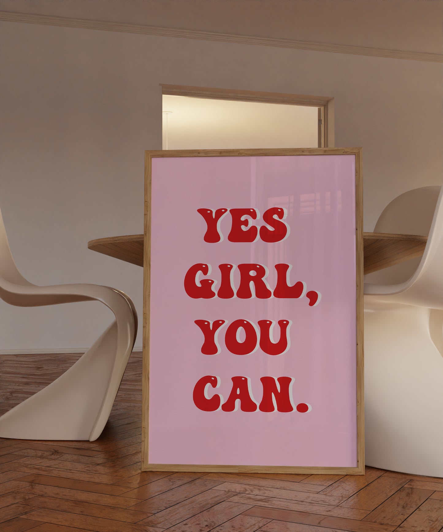 Yes Girl You Can Pink And Red Wall Art