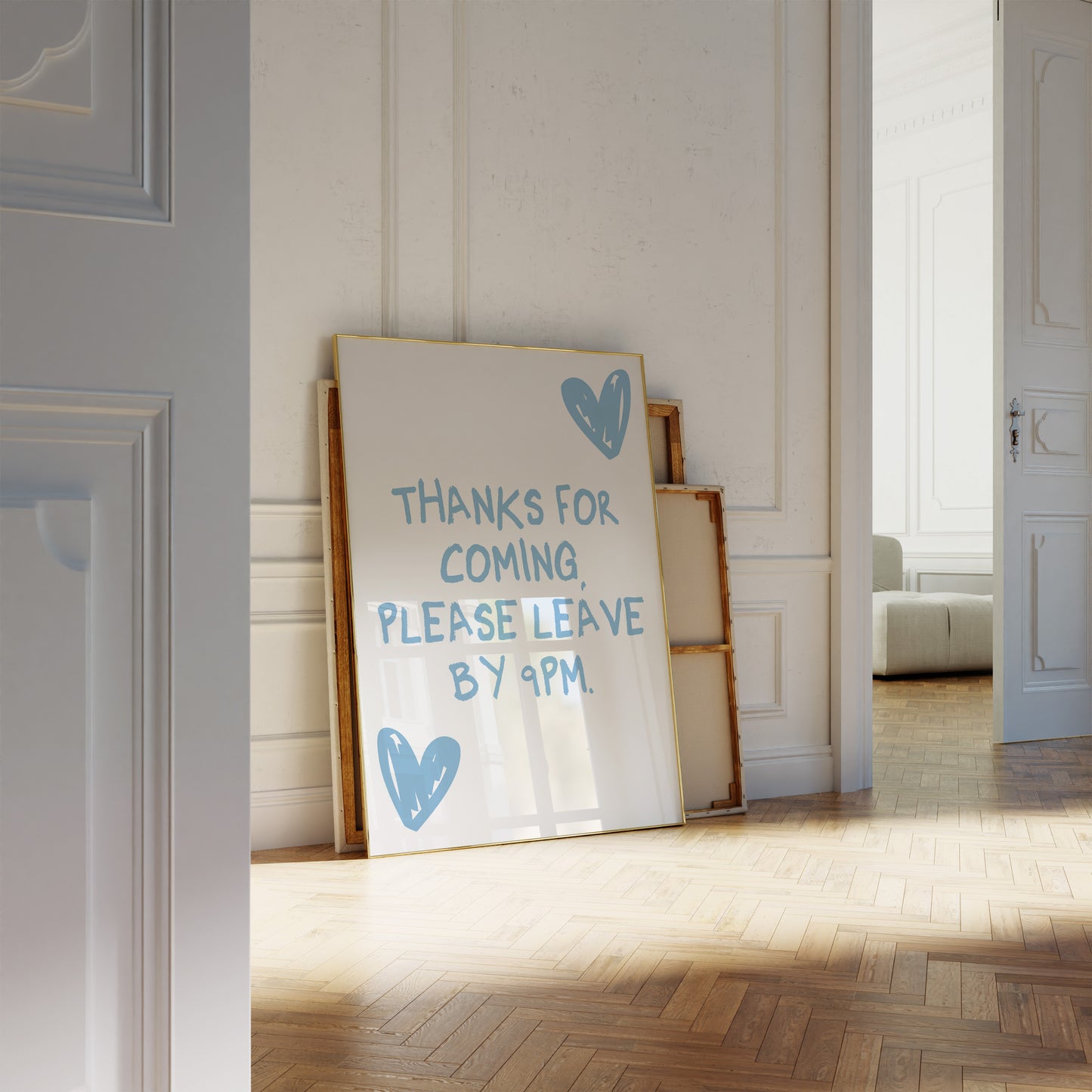 Please Leave By 9PM Blue Wall Art