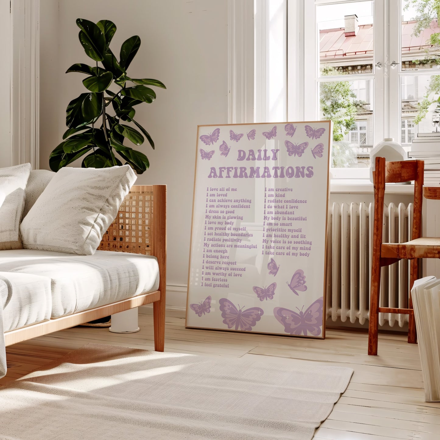 Daily Affirmations Purple Wall Art