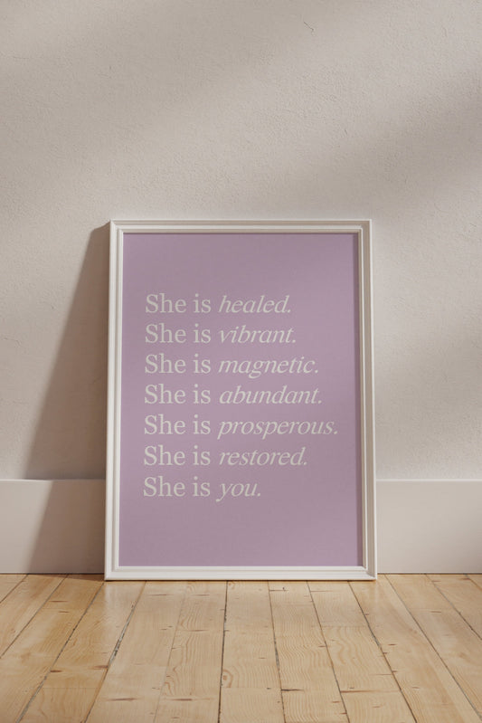 She Is Healed Purple Wall Art