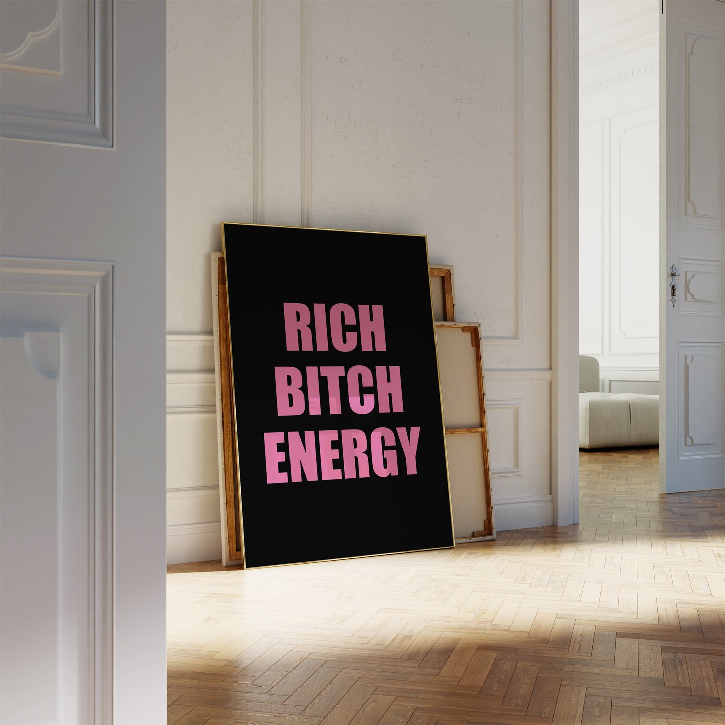 Rich B*tch Energy Pink And Black Wall Art