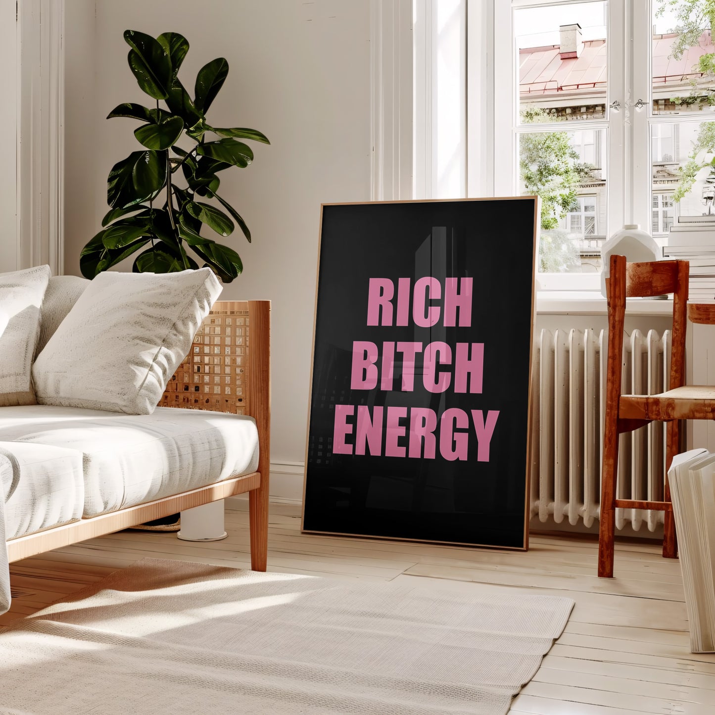 Rich B*tch Energy Pink And Black Wall Art