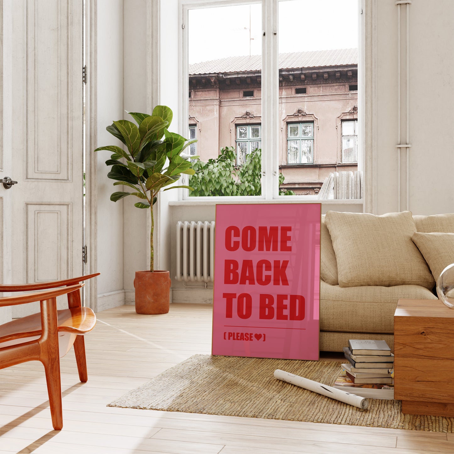 Romantic and playful pink aesthetic print, perfect for couples and cozy spaces.