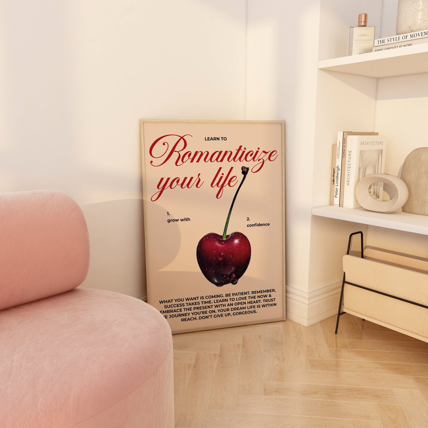 Romanticize your life wall decor for bedroom inspiration.