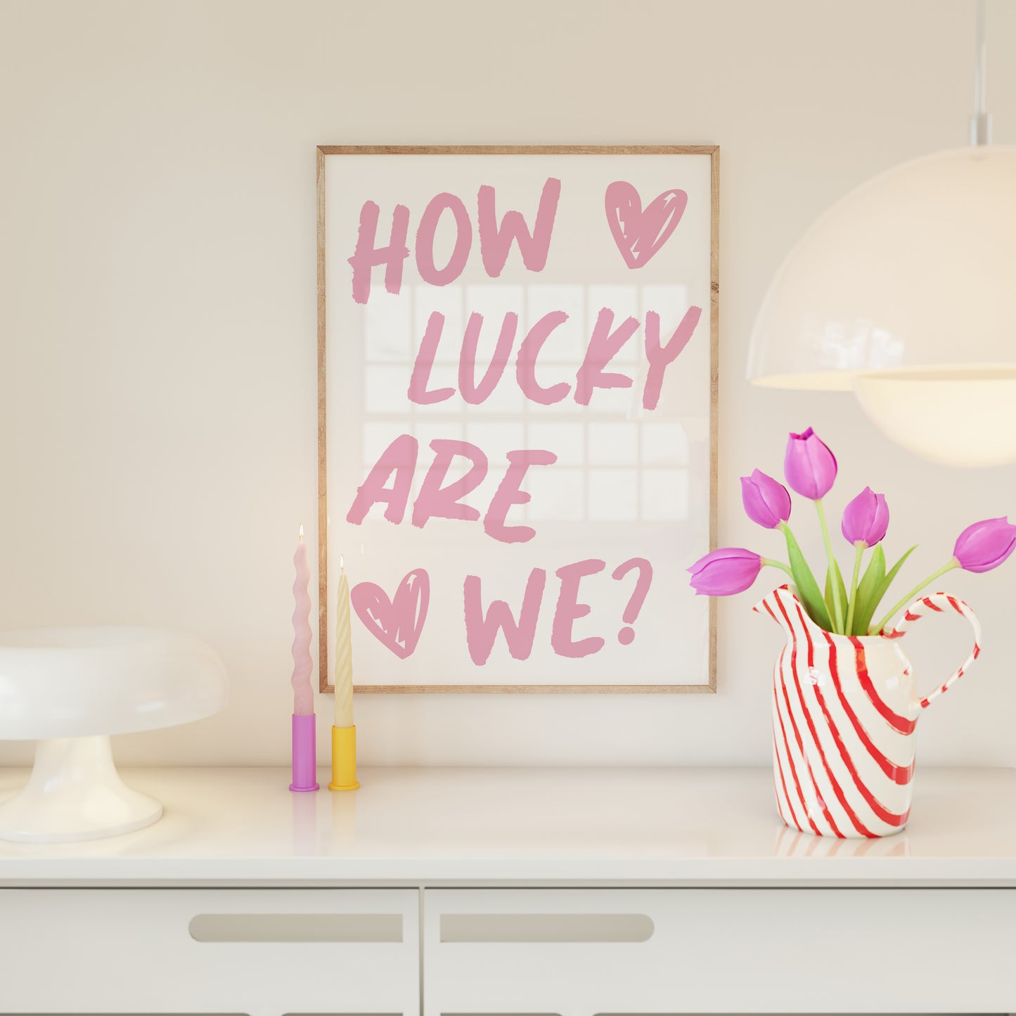 How Lucky Are We Pink Wall Art