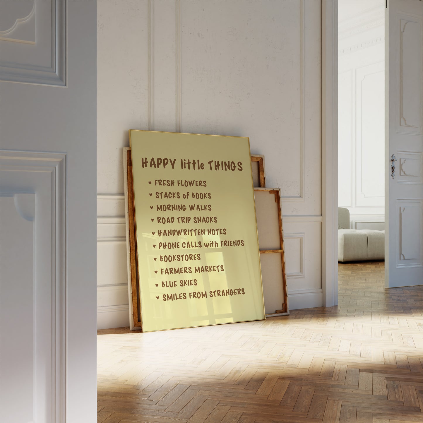 Happy Little Things Butter Yellow Wall Art