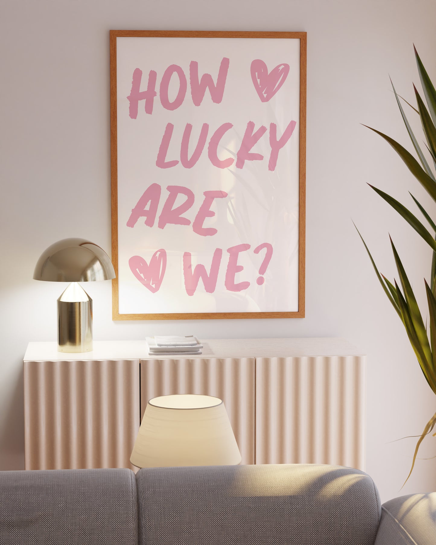 How Lucky Are We Pink Wall Art