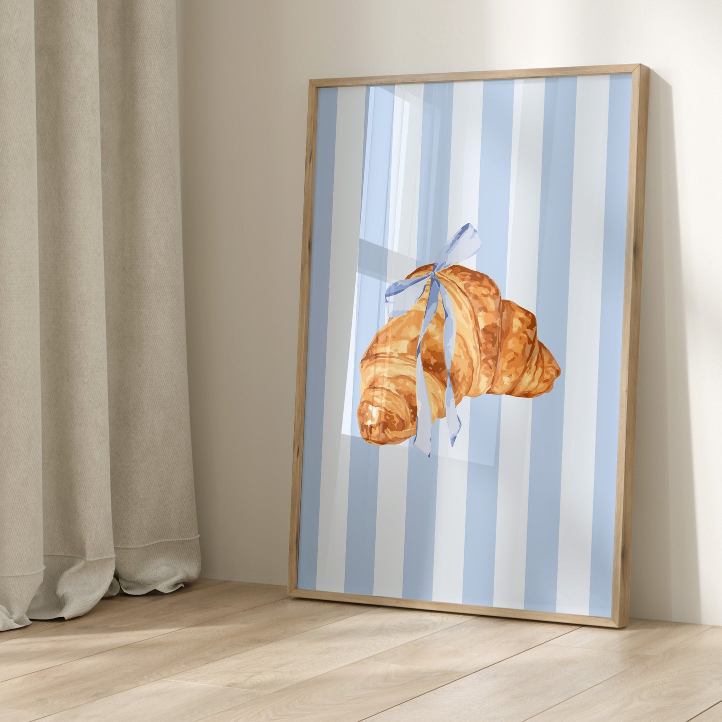 Blue Ribbon Croissant Wall Art