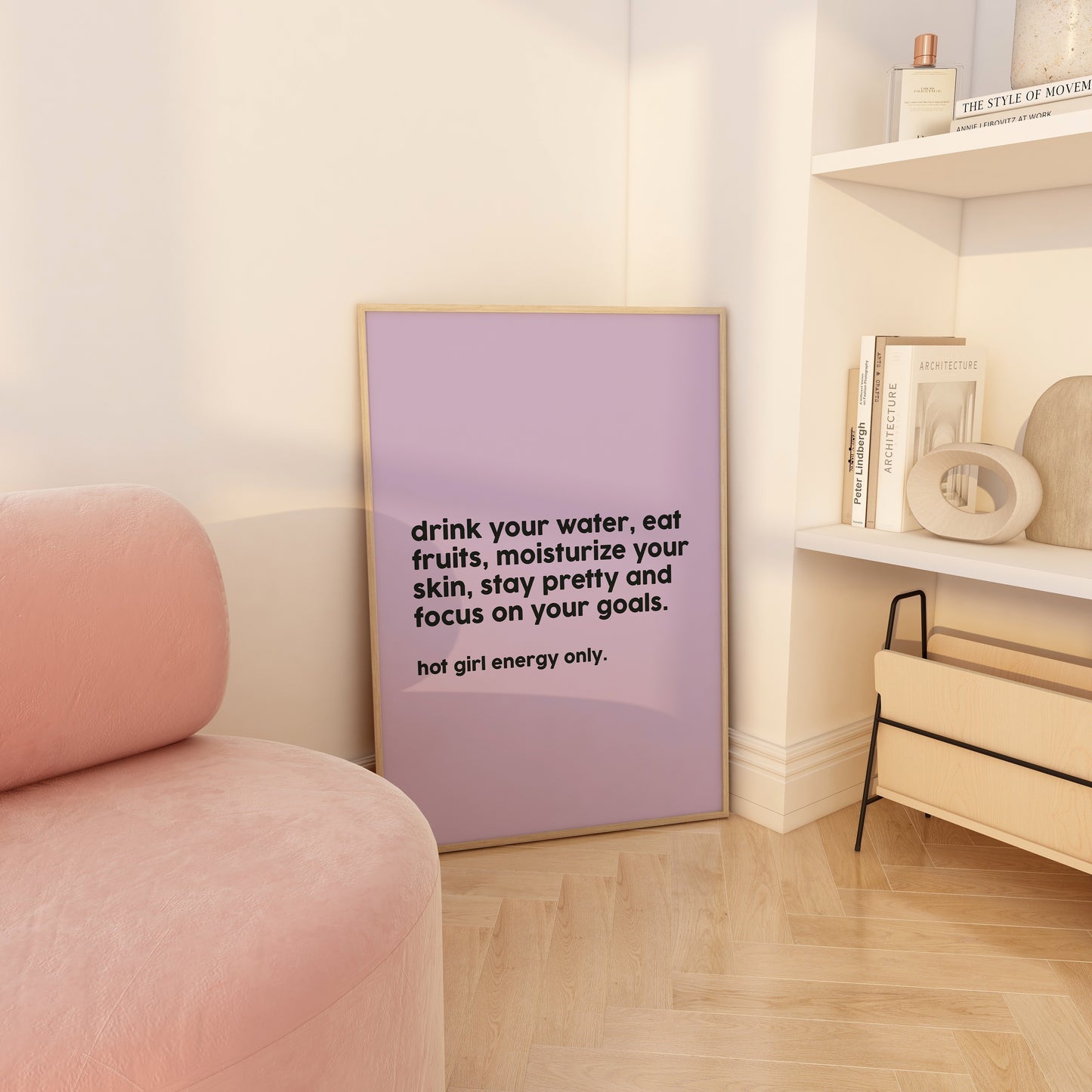 Modern Wall Art Design Pink Self Care Collection Purple Accent Decor Digital Download Prints Wellness Space Style Beautiful Room Decoration Inspirational Quote Set Teen Bedroom Essential Home Office Art Positive Message Collection