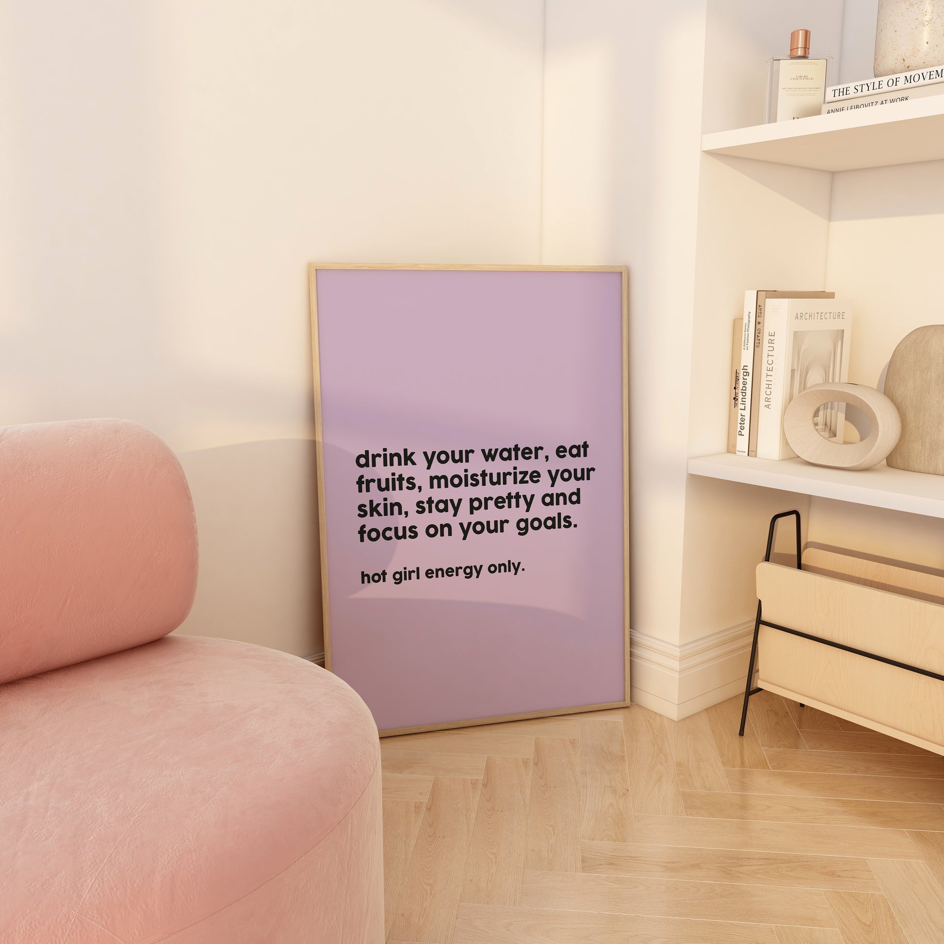 Modern Wall Art Design Pink Self Care Collection Purple Accent Decor Digital Download Prints Wellness Space Style Beautiful Room Decoration Inspirational Quote Set Teen Bedroom Essential Home Office Art Positive Message Collection