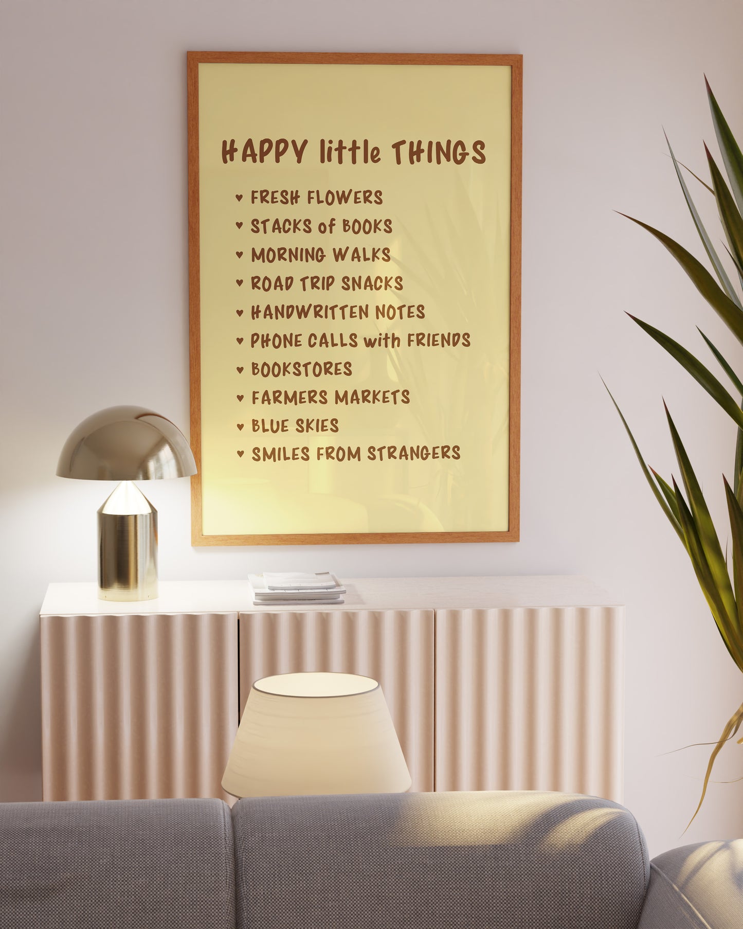 Happy Little Things Butter Yellow Wall Art