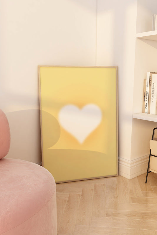 Yellow Aura Heart Wall Art