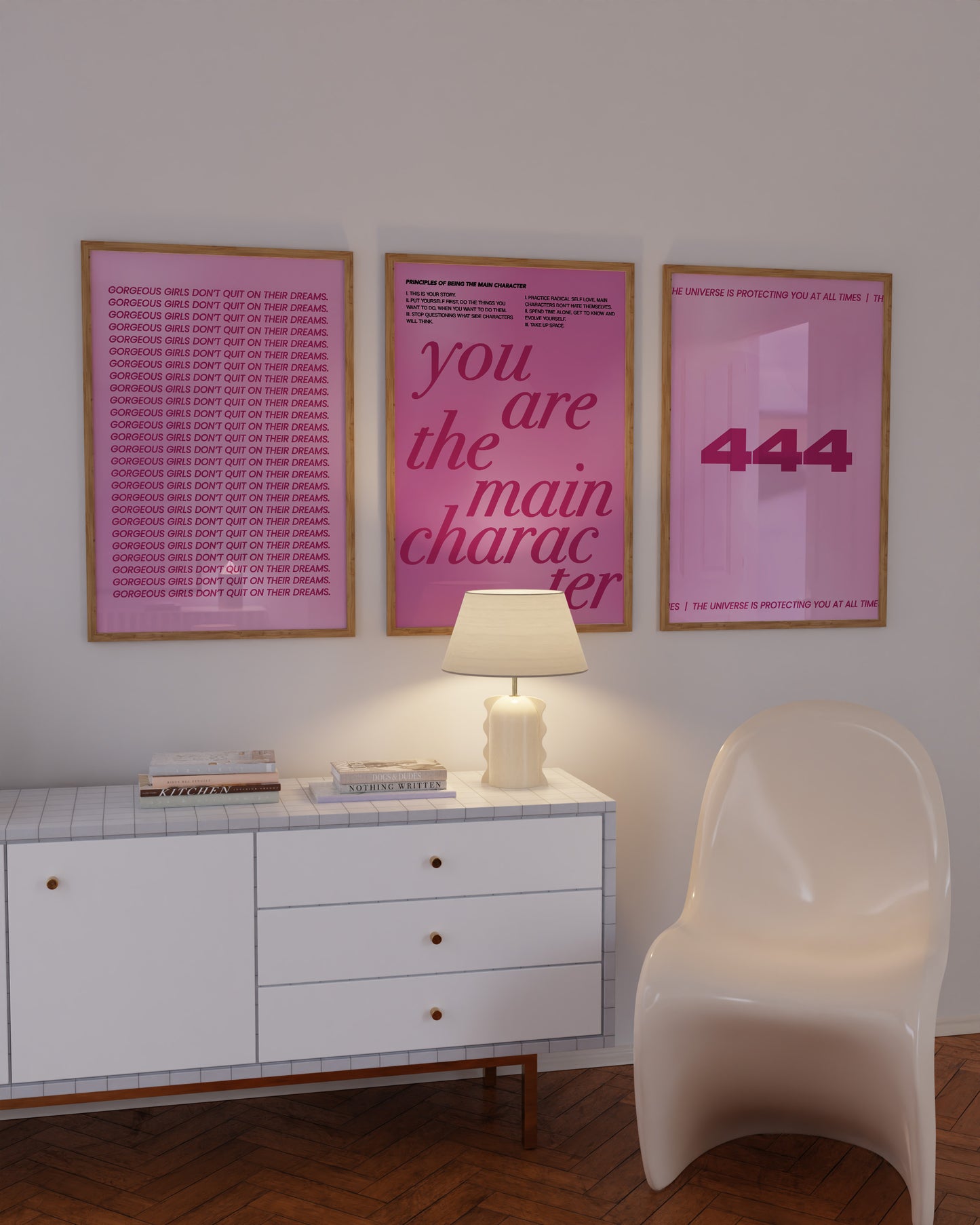 Main Character Dark Pink Wall Art Set of 3