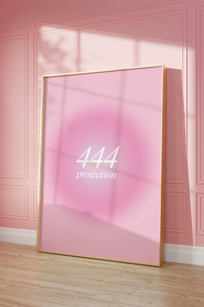 Angel Number 444 Pink Aura Wall Art