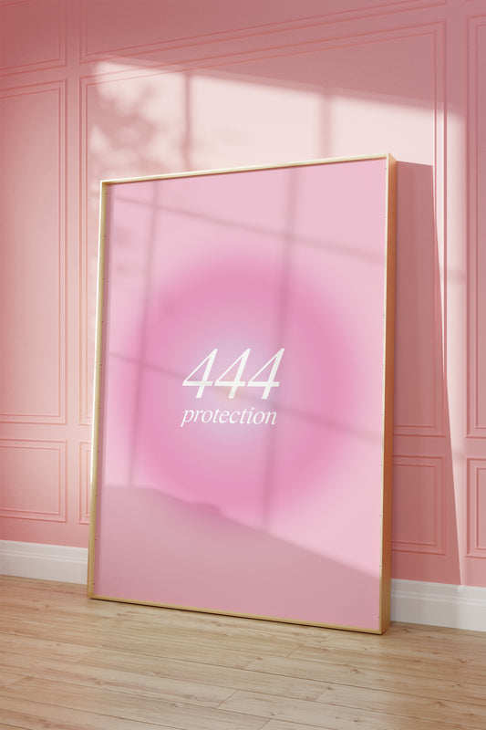 Angel Number 444 Pink Aura Wall Art