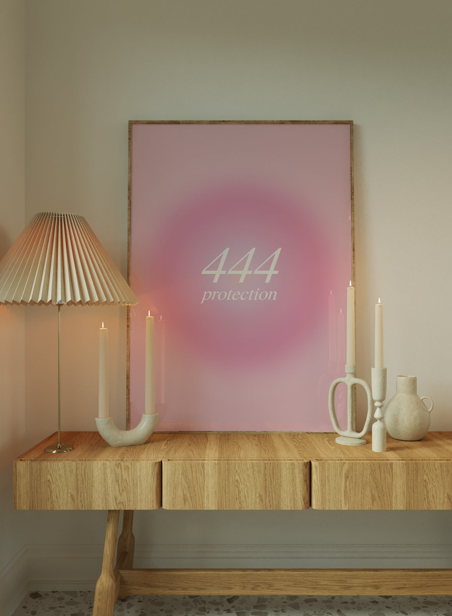 Angel Number 444 Pink Aura Wall Art
