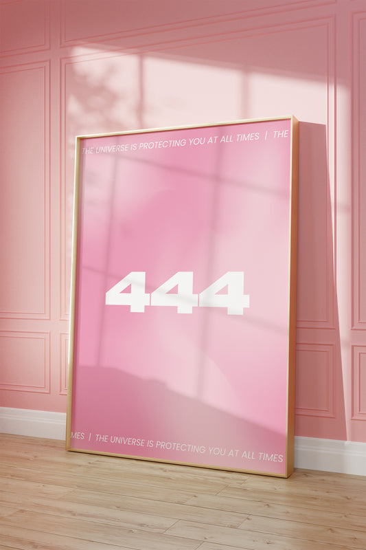 Angel Number 444 Pink Gradient Wall Art