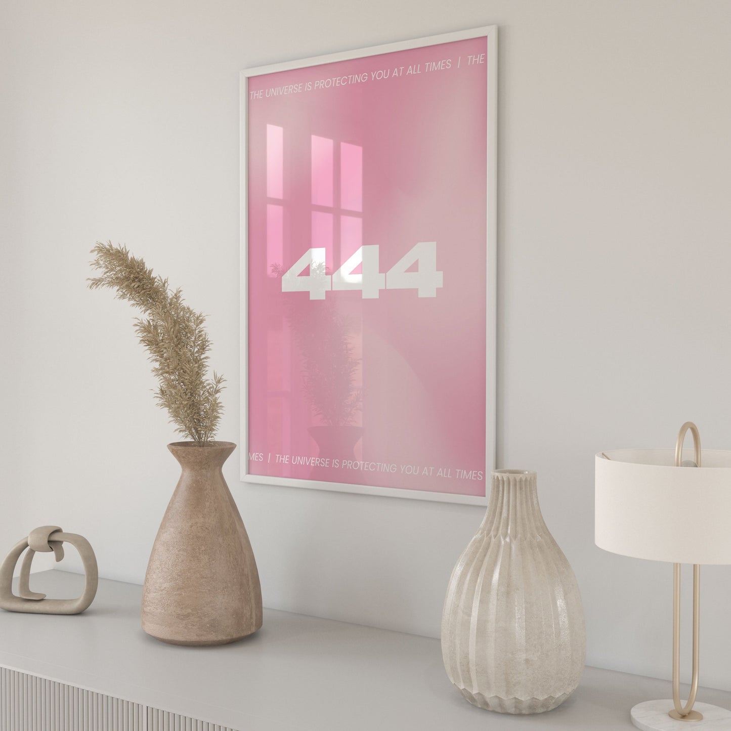 Angel Number 444 Pink Gradient Wall Art