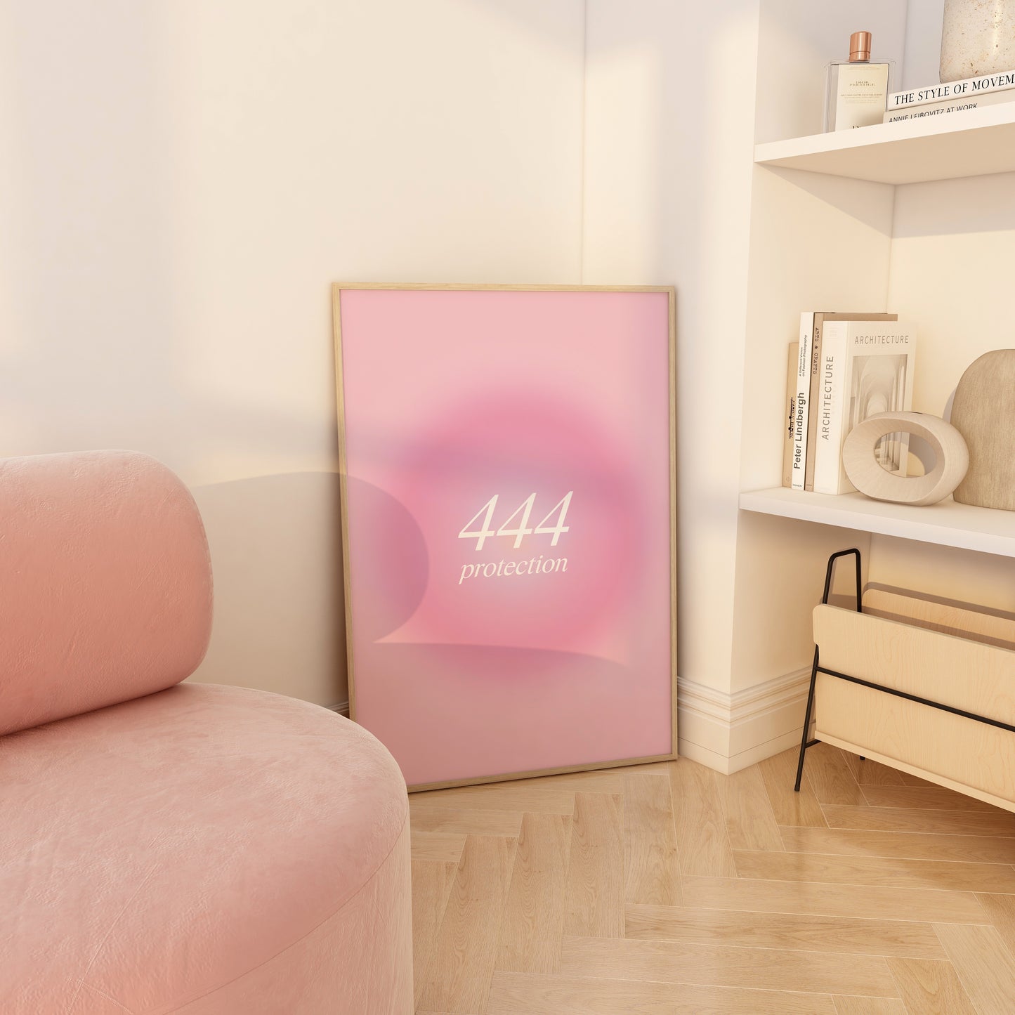 Angel Number 444 Pink Aura Wall Art