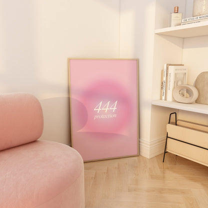 Angel Number 444 Pink Aura Wall Art