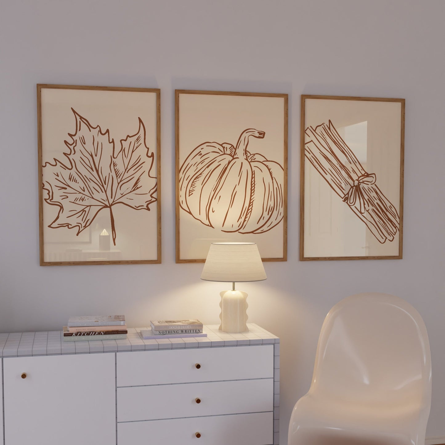 Cozy Fall Beige Wall Art Set of 3