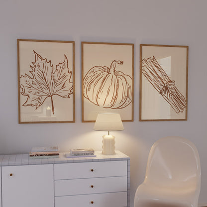 Cozy Fall Beige Wall Art Set of 3