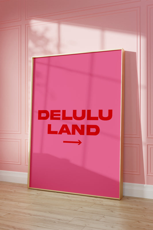 Delulu Land Pink And Red Wall Art