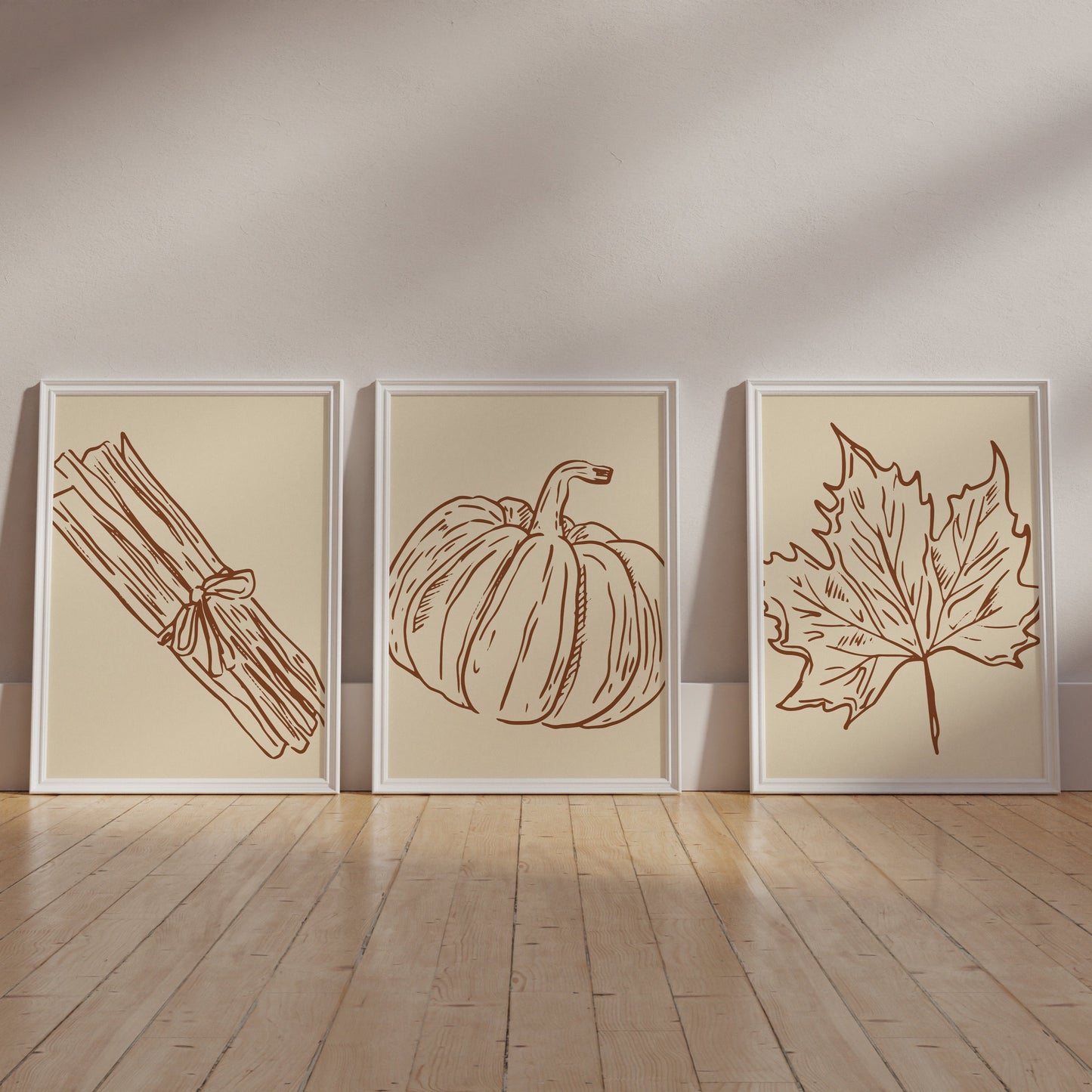 Cozy Fall Beige Wall Art Set of 3