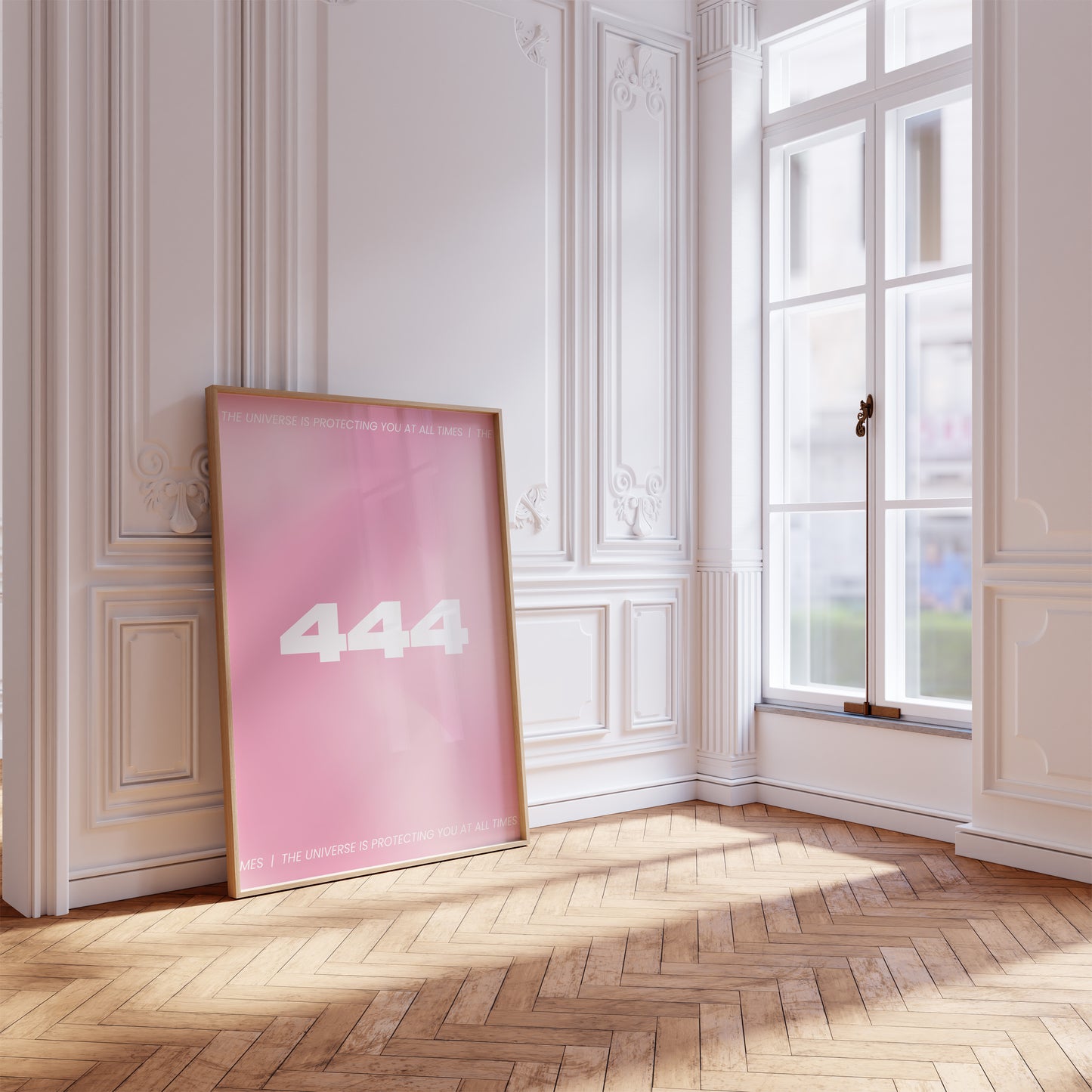 Angel Number 444 Pink Gradient Wall Art