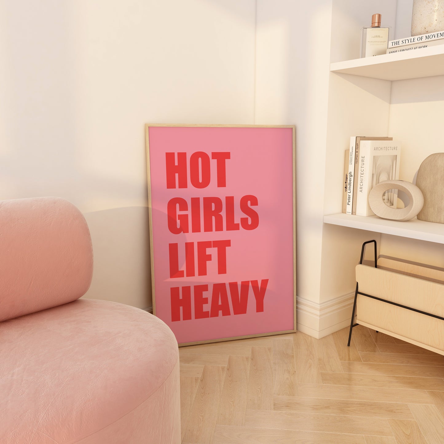 Hot Girls Lift Heavy Pink Wall Art