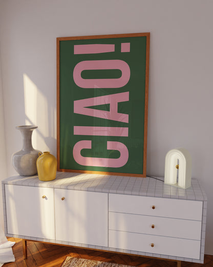 Green And Pink Ciao Wall Art