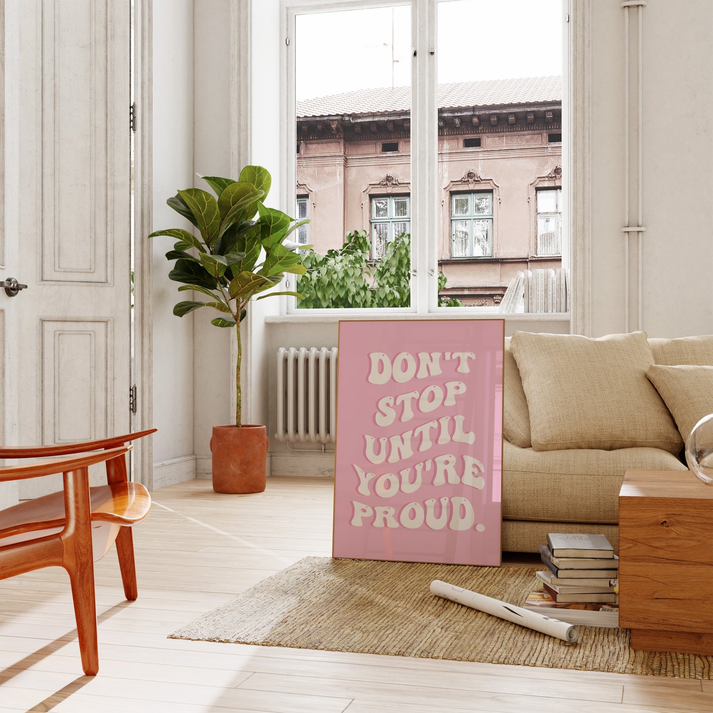 Don't Stop Until You're Proud Pink Wall Art