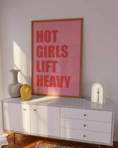 Hot Girls Lift Heavy Pink Wall Art